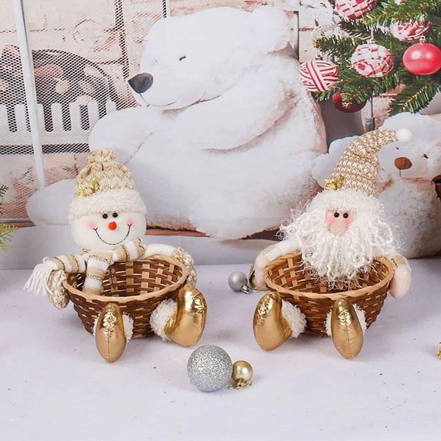 Borsa per biscotti pupazzo di neve cesto di caramelle natalizie desktop ornamenti scatola di archiviazione