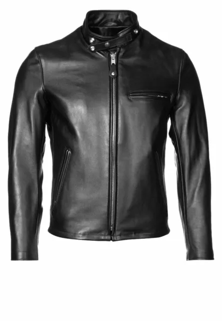 Men Black  Leather Jacket Biker Motorcycle Cafe Racer Soft Lambskin Zipper