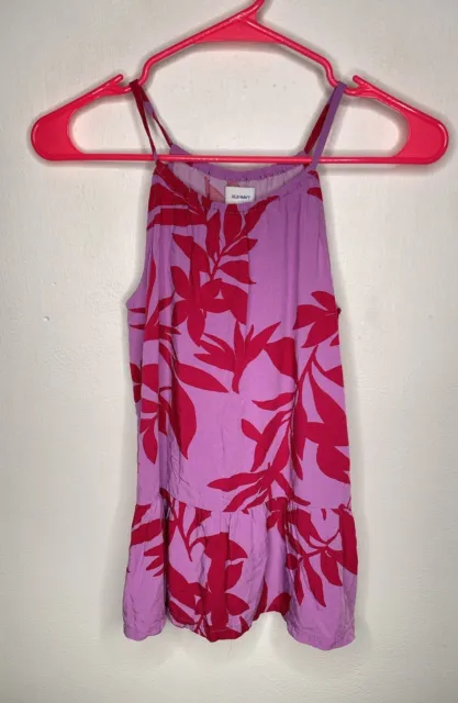 Old Navy Floral Tank Top Girls Size XL 14 Sleeveless Purple Pink Tropical