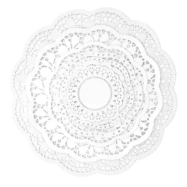 5MLGgoods 250 Pack Paper Doilies, 3.5 to 6.5 In White Lace Round assorted sizes