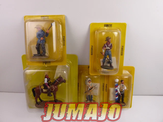FWE1 lot de 5 figurines FAR WEST DEL PRADO 1/32 Cow boy Docteur Bûcheron Chemino