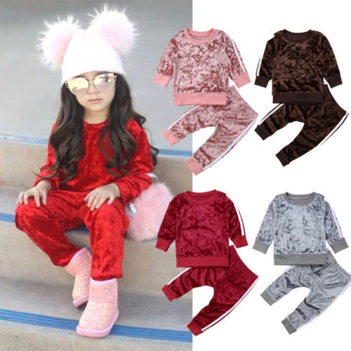 Pantaloni lunghi tuta Regno Unito bambini bambine ragazzi top in velluto abiti
