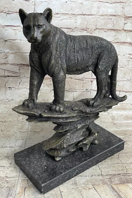 Jaguar Panther Leopard Cougar Big Cat Car Collector Bronze Marble Statue Deal