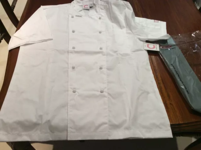 Executive Chefs Lightweight Jacket S/Sleeve White By Chefscraft Size M New