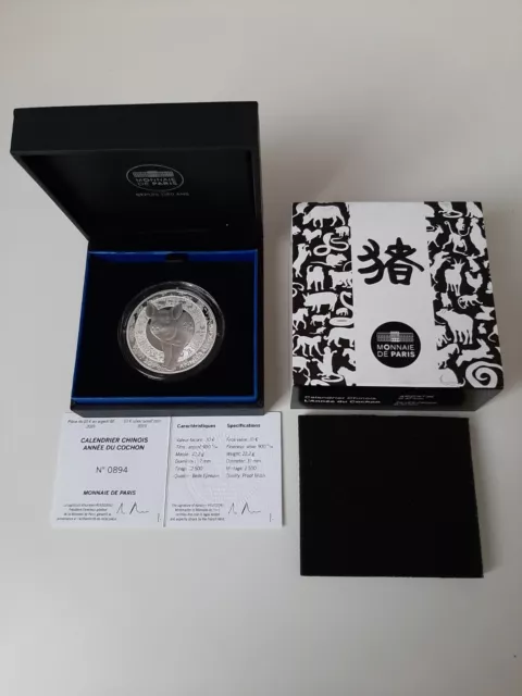 Pièce De 10 Euros France Argent 2019 L’Année Du Cochon PROOF BE Tirage 2500 Ex