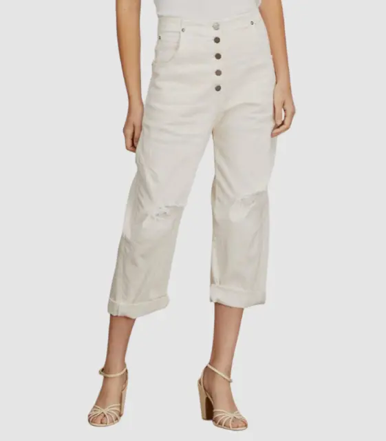 $425 Rachel Comey Women's White Dirty Wilkes Button Pants Size 8