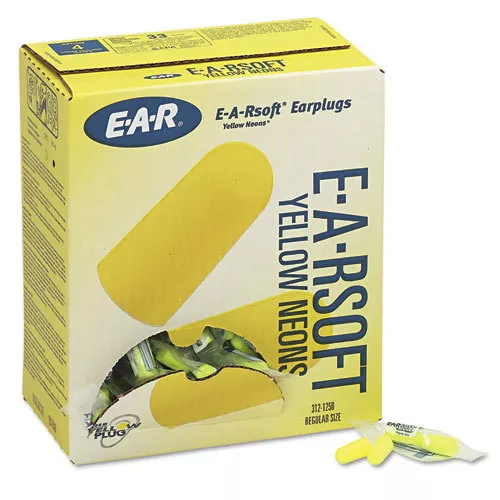 3M ES-01-001 EAR Soft Yellow Neon Uncorded Earplugs - 250 Pairs Disposable 2