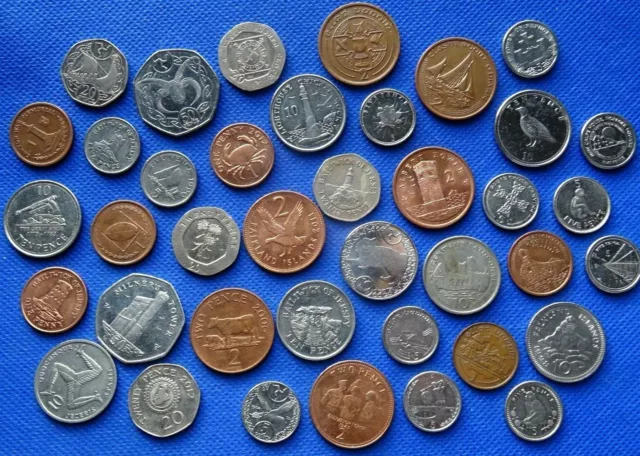 Gibraltar Isle of Man Falkland Guernsey & Jersey coins * 1 p - 50 pence coin lot
