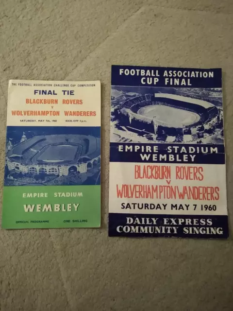 FA Cup Final Programme 1960 Blackburn v Wolves May 7th With Songsheet