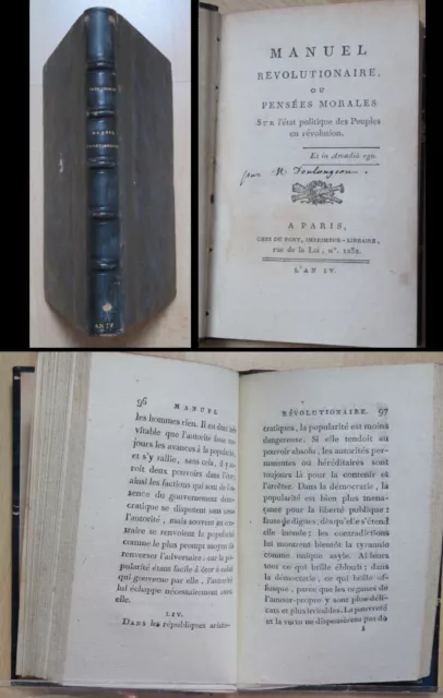 Manuel Révolutionnaire [...] L'état politique des Peuples en Révolution. 1796 EO