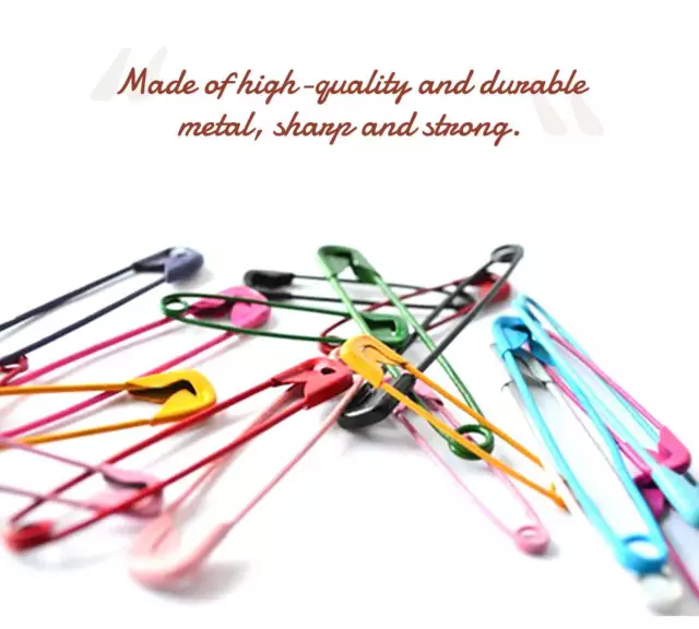 Multipurpose Metal Color Plated Safety Pins Craft Sewing Nickel Assorted Size 3