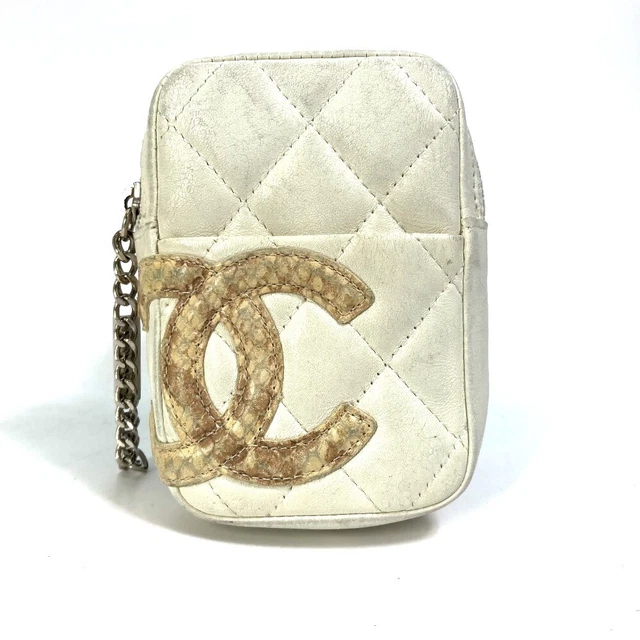 CHANEL A26732  Cambon Line CC CC Mark pouch Cigarette case Leather White