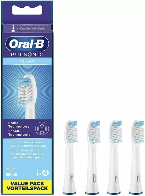 4 Stück Oral-B Pulsonic Clean Aufsteckbürsten für Schallzahnbürsten Oralb