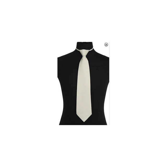 New Polyester Men's ready knot pre tied neck tie only solid formal cream wedding