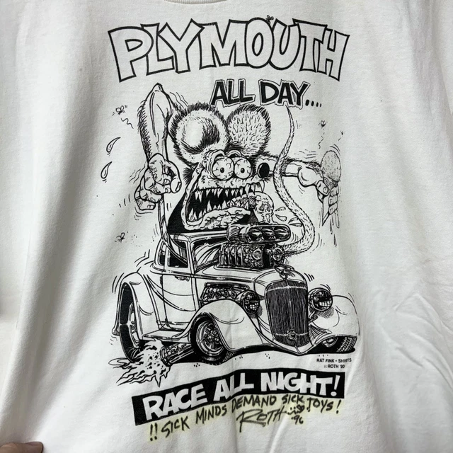 VINTAGE 90S 1996 Rat Fink Big Daddy Ed Roth Signed T-Shirt XL 