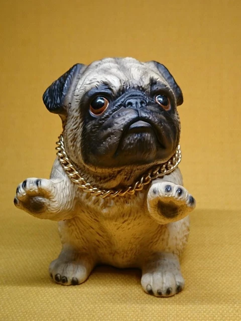 Beautiful Vintage Dog Pug Ceramic Ornament Interior Crafts Art Free Shipping