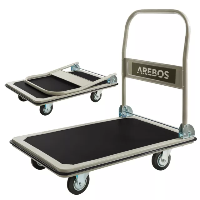 AREBOS Pliable | Chariot à Plate-Forme | Chariot de Transport Manuel | 300 kg