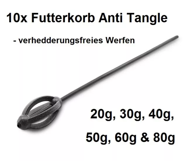 10 x Feederkorb mit Anti Tangle Tube - Weitwurf Futterkorb Distanz Futterspirale