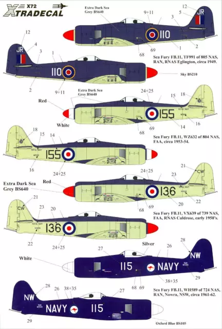 Xtra Decals 1/72 HAWKER SEA FURY British Naval Fighter