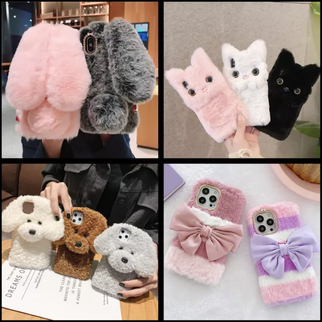Cute Plush Fluffy Winter Covers Soft Warm Phone Cases For Motorola Moto G Pure