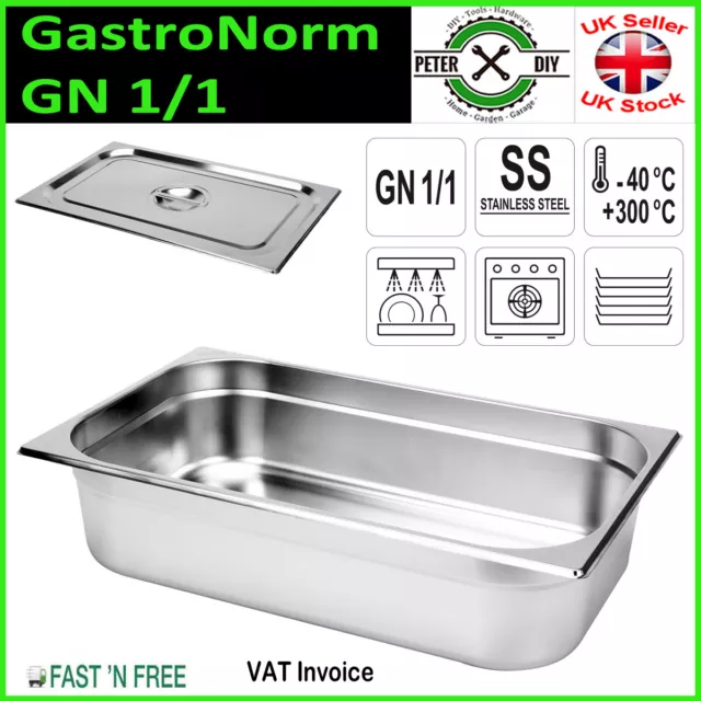 GastroNorm GN 1/1 Food Containers Pan 325 x 530mm Stainless Steel 201 YATO