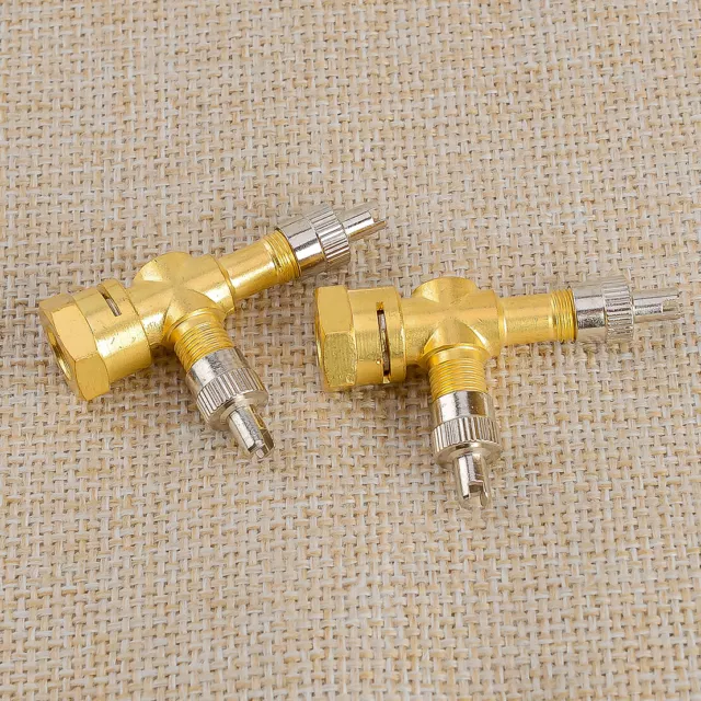 2x TPMS Valve Tee Adapter 3-way Pure Copper Motorcycles Automobiles Car