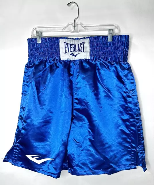 Everlast Boxing Shorts Mens XL Blue Satin Elastic Waist Trunks Sports Gym