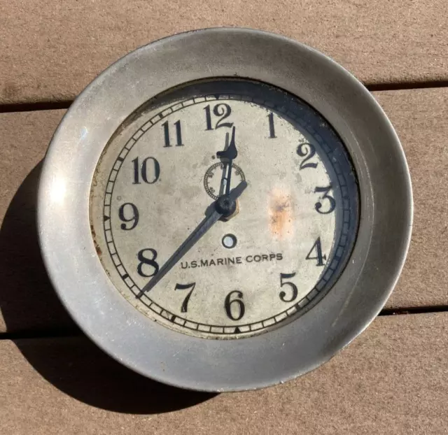 WW2 USMC US Marine Corps Nautical Ship's Clock Chelsea