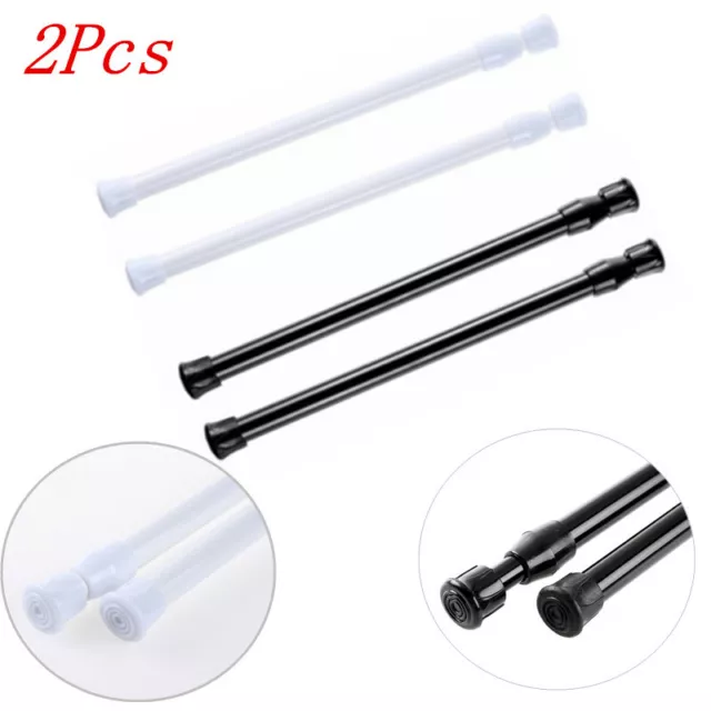 2X Spring Telescopic Rods Tension Curtain Rail Loaded Pole Rod for Shower Stall