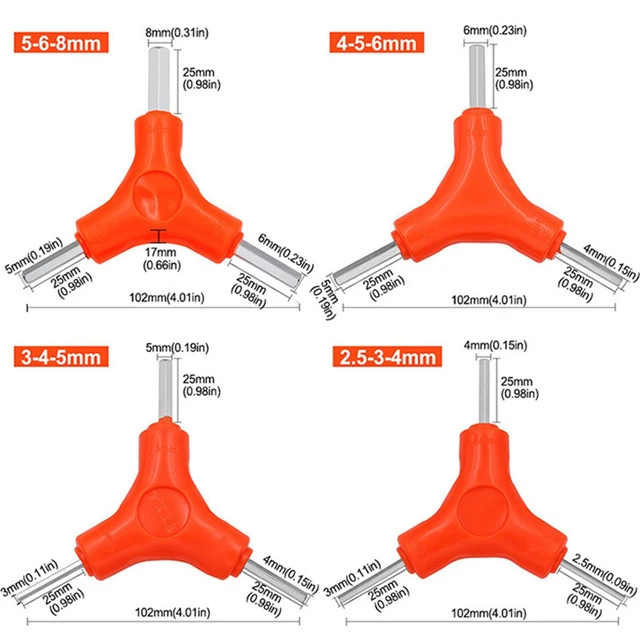 Llave hexagonal 3 en 1 trigémino llave hexagonal herramientas de mano mantenimiento de bicicletas