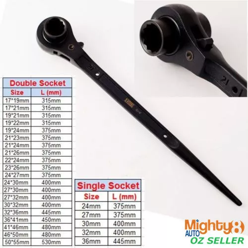 Professional Scaffold Single/Double Head Socket Podger Ratchet Spanner (17-55mm)