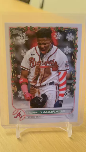 2022 Topps Holiday Ronald Acuna Jr. SP #HW88 Candy Cane Sleeve Image Variation