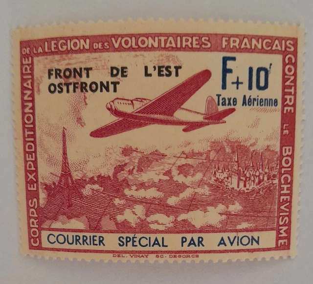Timbre neuf français de la Libération 1942 LVF n 5 Y et T F + 10F taxe aérienne