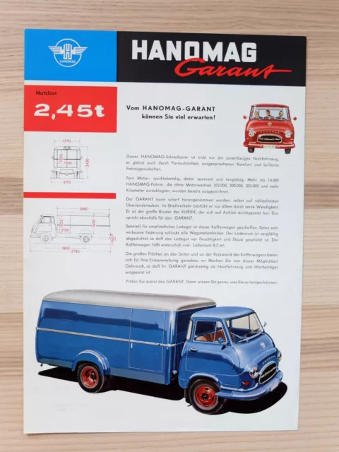 HANOMAG GARANT LKW Prospekt von 1959 Brochure Prospectus