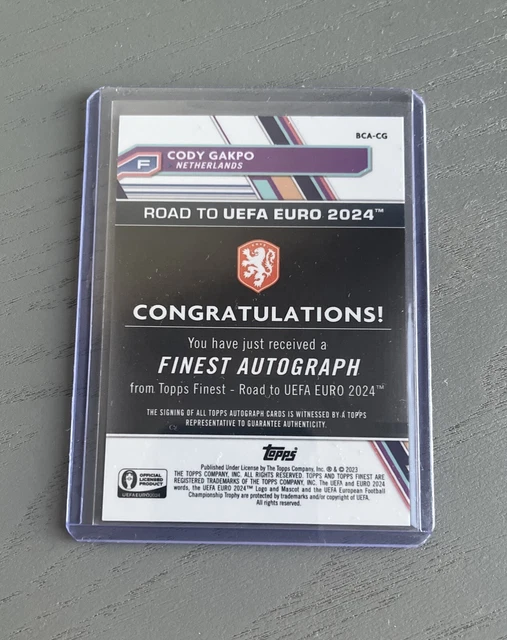 TOPPS FINEST ROAD To Euro 2024 PaysBas Cody Gakpo Auto /99 EUR 41,38