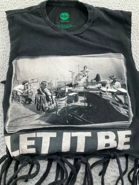 The Beatles Tank Top Womens Small Black Rock N Roll Band Music Tour Let It Be 3