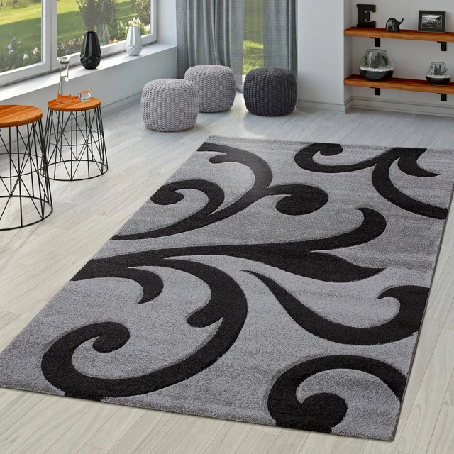 Alfombra Salón Pelo Corto Moderna Efecto 3D Diseño De Ondas Geométrico