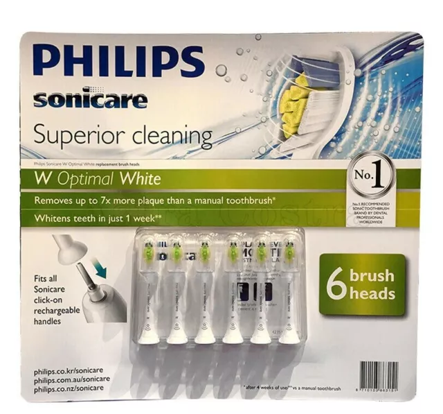 6X Genuine Philips Sonicare Optimal White Replacement Electric Toothbrush Heads