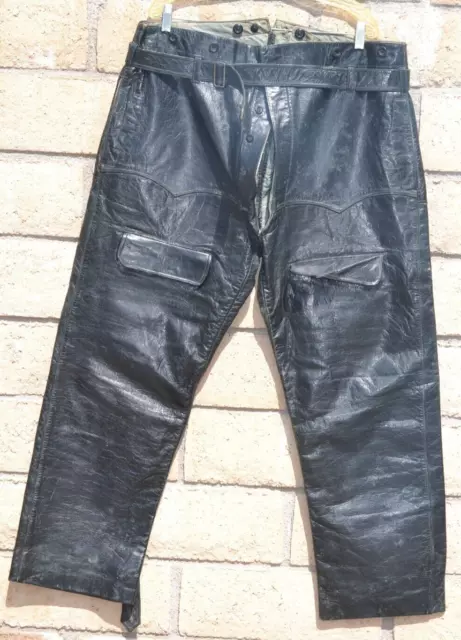 Italian Ww 2 Regia Aeronautica Royal Air Force Heavy Leather Pilot Flight Pants