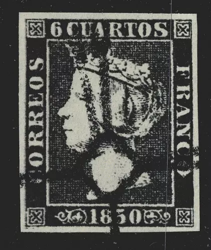 Edifil 1 usado araña experimental Madrid 1850 Isabel II Spain Lujo Liderstamps