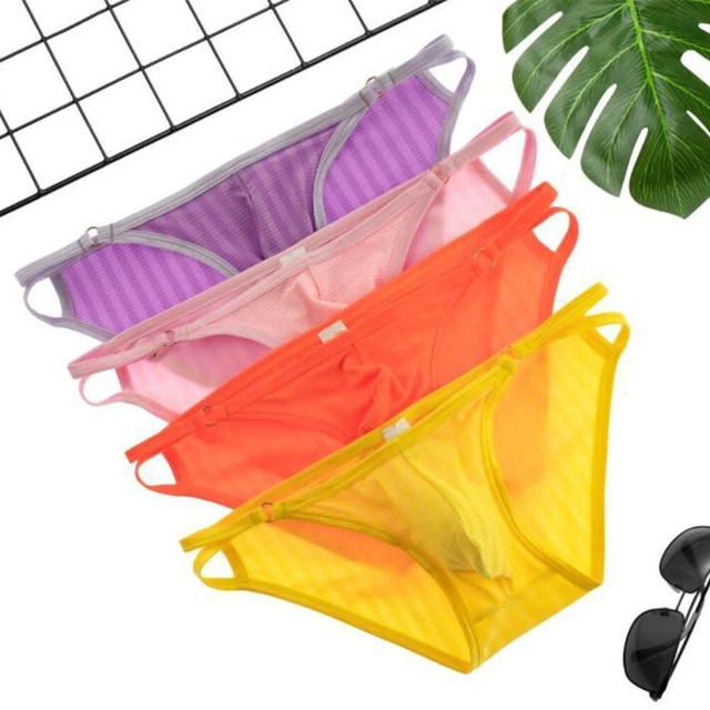 Sexy Men's Nylon G string Thongs Low Waist Lingerie Underwear Panties 4 Colors