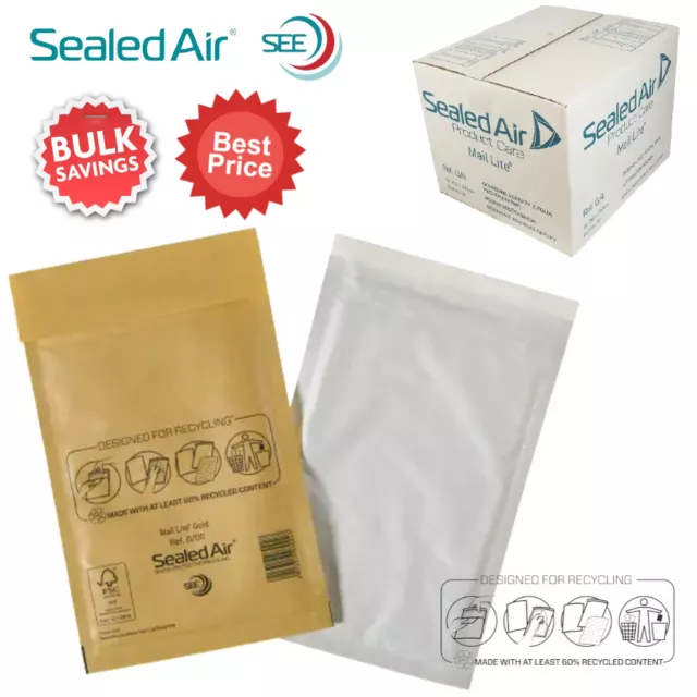 Mail Lite Bubble Padded Envelopes Mailer Bags White or Gold A000 C0 D1 F3 E2 J6