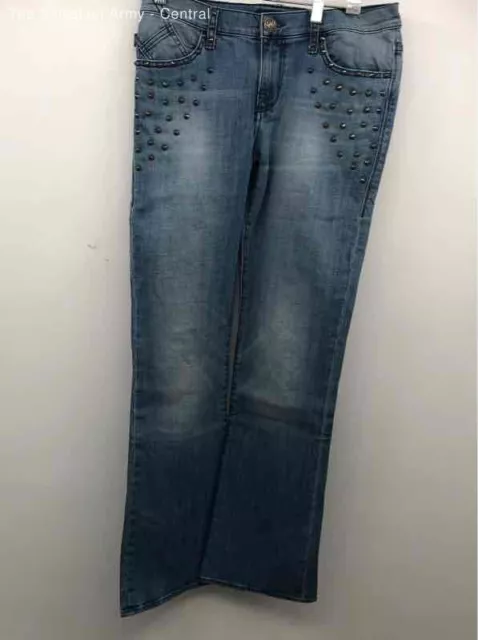 Rock & Republic Womens Blue Studded Medium Wash Denim Bootcut Jeans Size 10