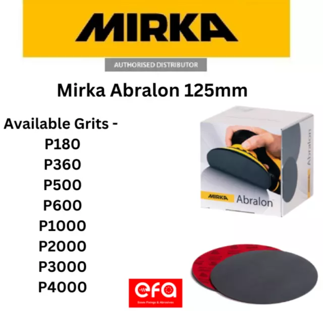 Mirka Abralon Sanding Discs/Pads 125mm (5") Wet or Dry DA Sander Grits 180-4000