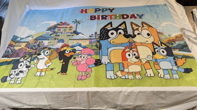 BLUEY AND BINGO Friends Family Happy Birthday Banner Fabric 58" x 39 ...