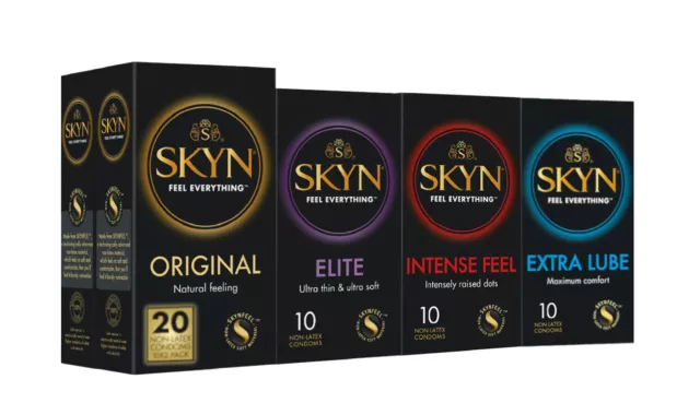 SKYN Latexfreie Kondome 50 Pack Set Original, Elite, Intense Feel, Extra Feucht