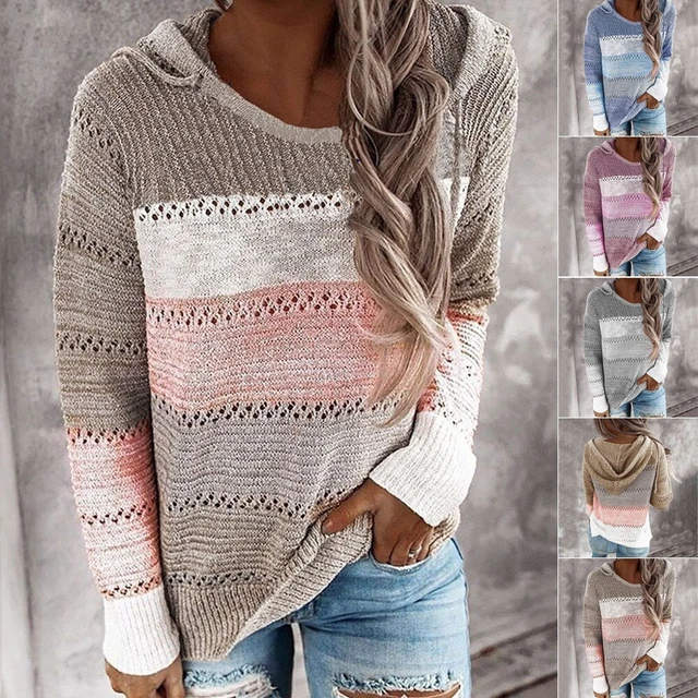 Pull femme pull col rond lâche pull rayé sweat-shirts pulls