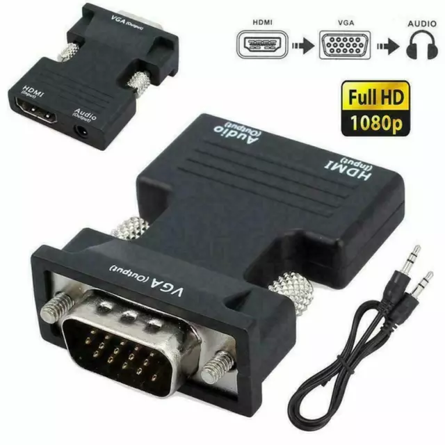 1080P HDMI to VGA Female to Male Digital To Analog Audio Video Converter adapter