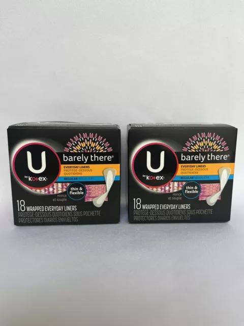 2X U by Kotex Barely There Thin everyday Liners 18 count Lot of 2