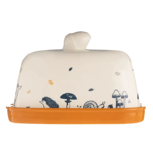 Ceramic Butter Dish With Lid Acorn Handle Woodland Cheese Storage Crockery